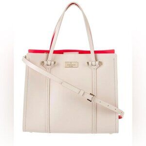 Kate Spade New York Beige & Coral Tote Bag w/ Adjustable Strap Like New